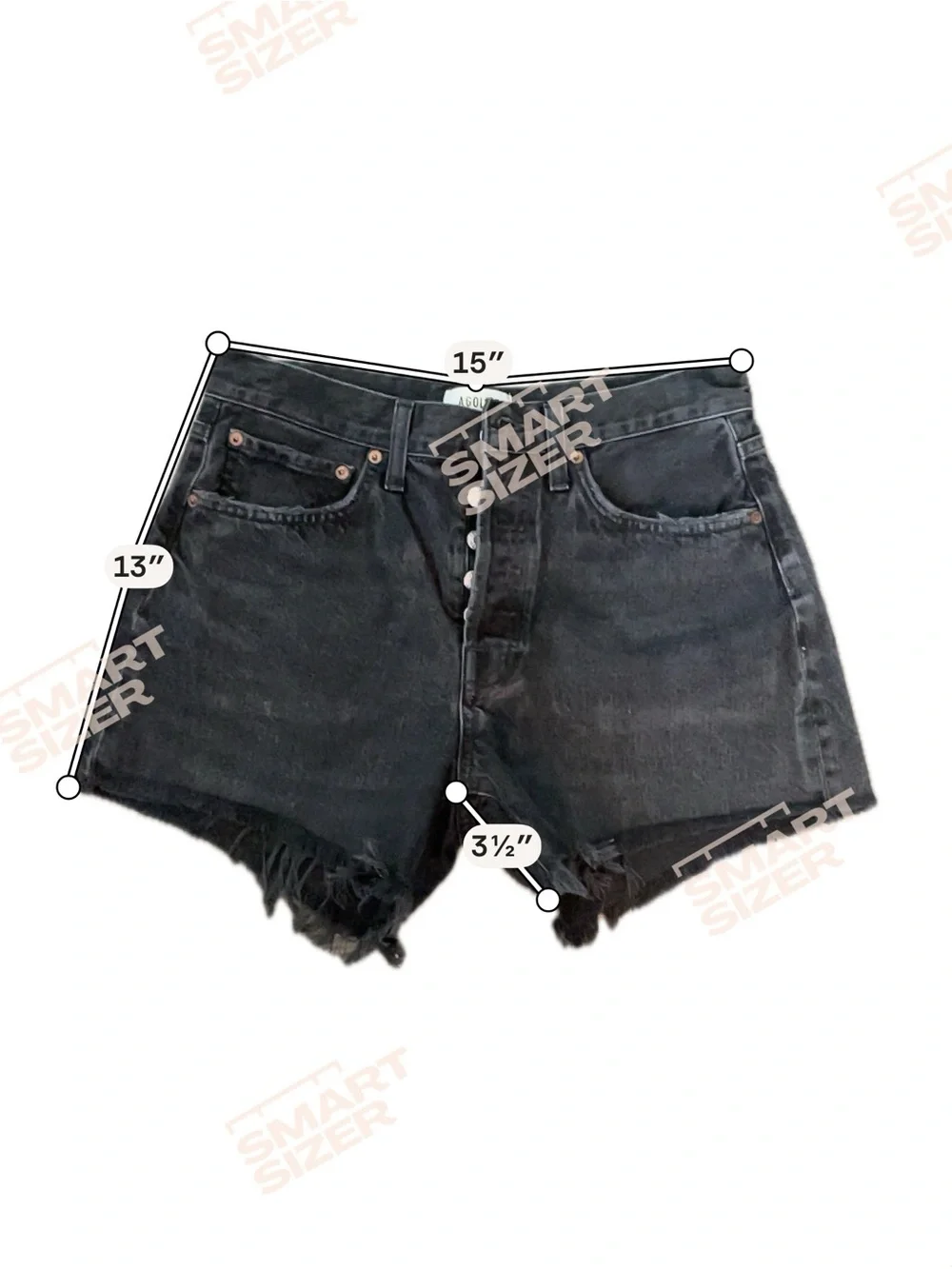 AGOLDE Parker Long Fright Black Denim Shorts Size 26 Button Fly Raw Hem